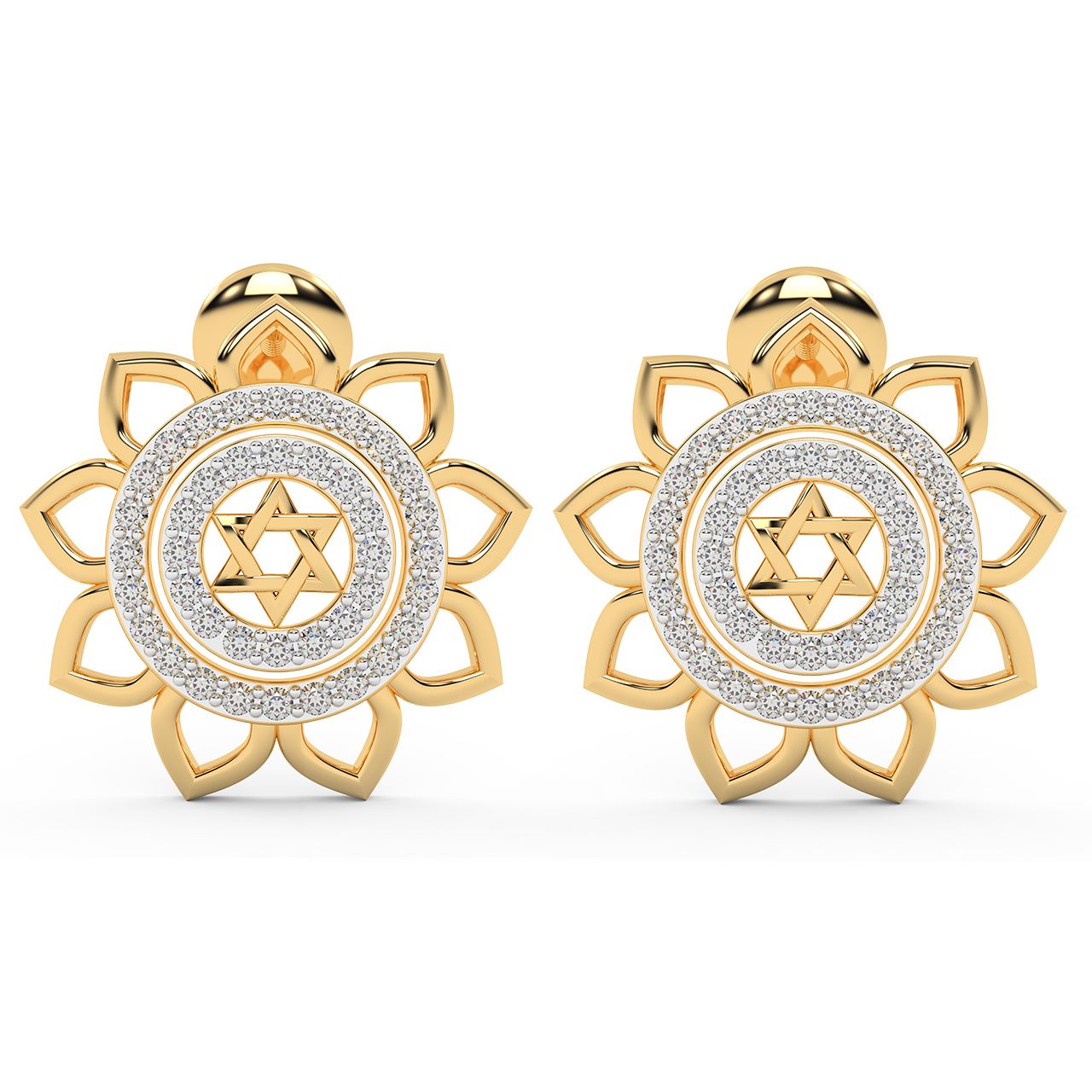 IntricaFlower Design Diamond Earrings